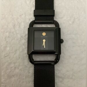 Tory Burch Phipps Black-Tone Stainless Steel Mesh Bracelet Watch